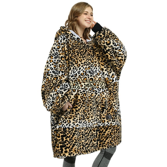 Catalonia Oversized Wearable Blanket Hoodie Sweatshirt, Comfortable Sherpa Lounging Pullover for Adults Men Women Teenagers Wife Girlfriend Gift