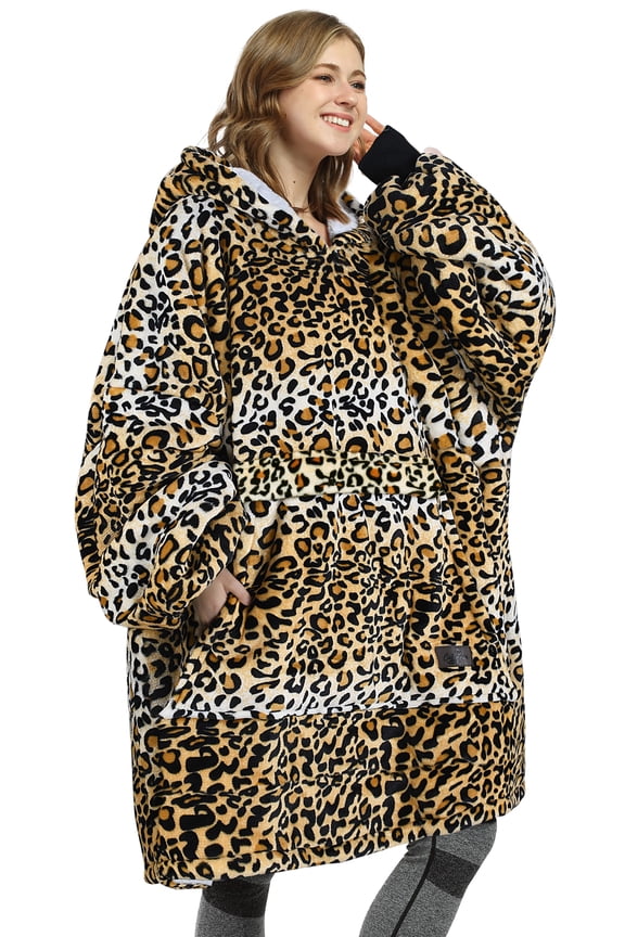 Oversized Wearable Blanket Hoodie Sweatshirt, Comfortable Sherpa Lounging Pullover for Adults Men Women Teenagers Wife Girlfriend Gift