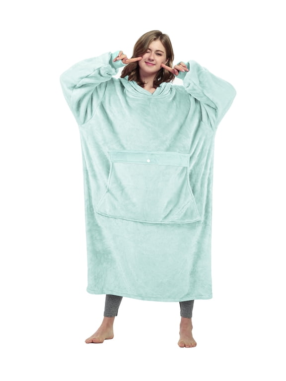 Full Body Oversized Blanket Hoodie Sweatshirt, Extra Long Wearable Fleece Pullover, Gift for Adult Men Women Wife Girlfriend