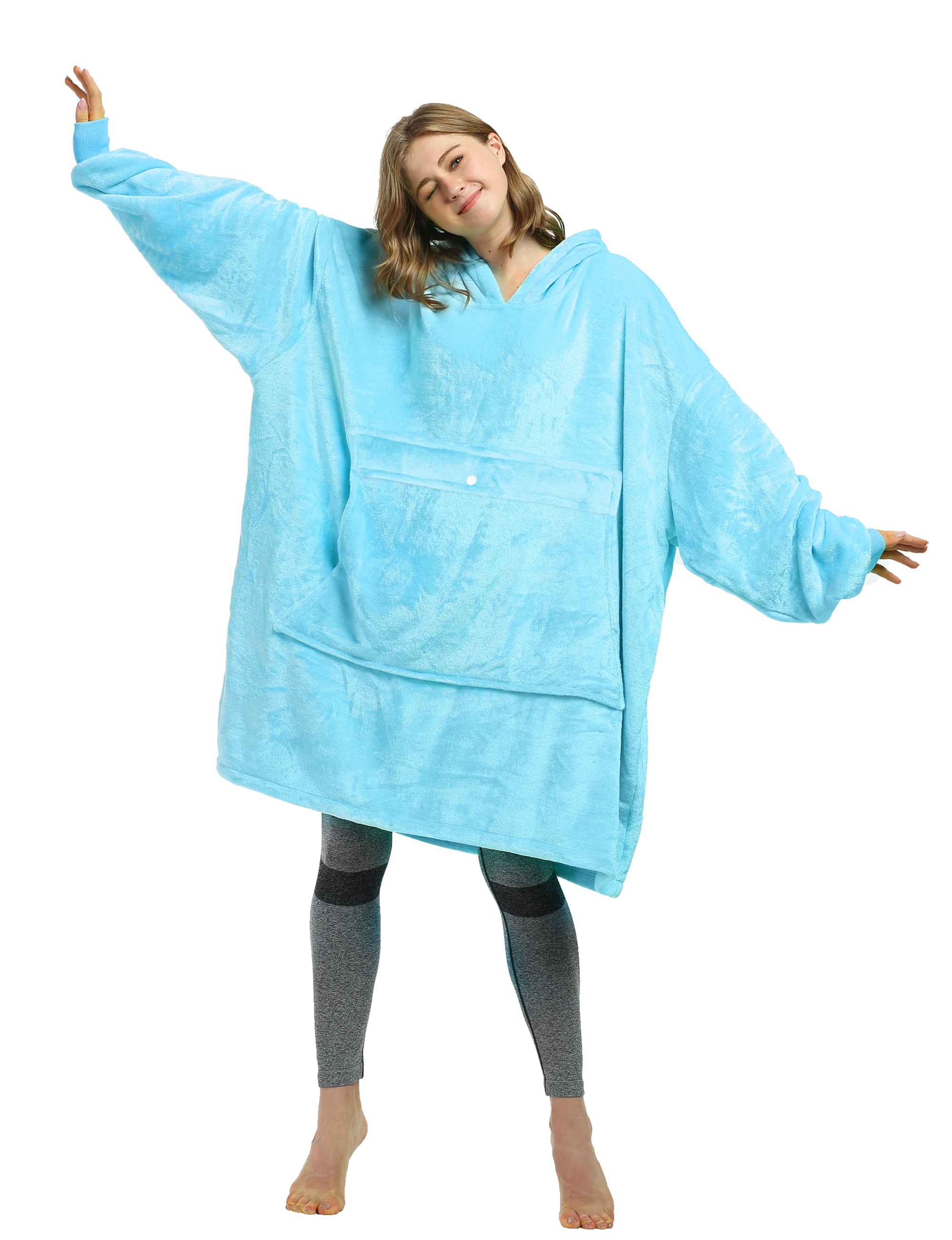 Catalonia Oversized Blanket Hoodie Sweatshirt, Lavender Wearable Fleece Pullover, Gift for Adults Men Women