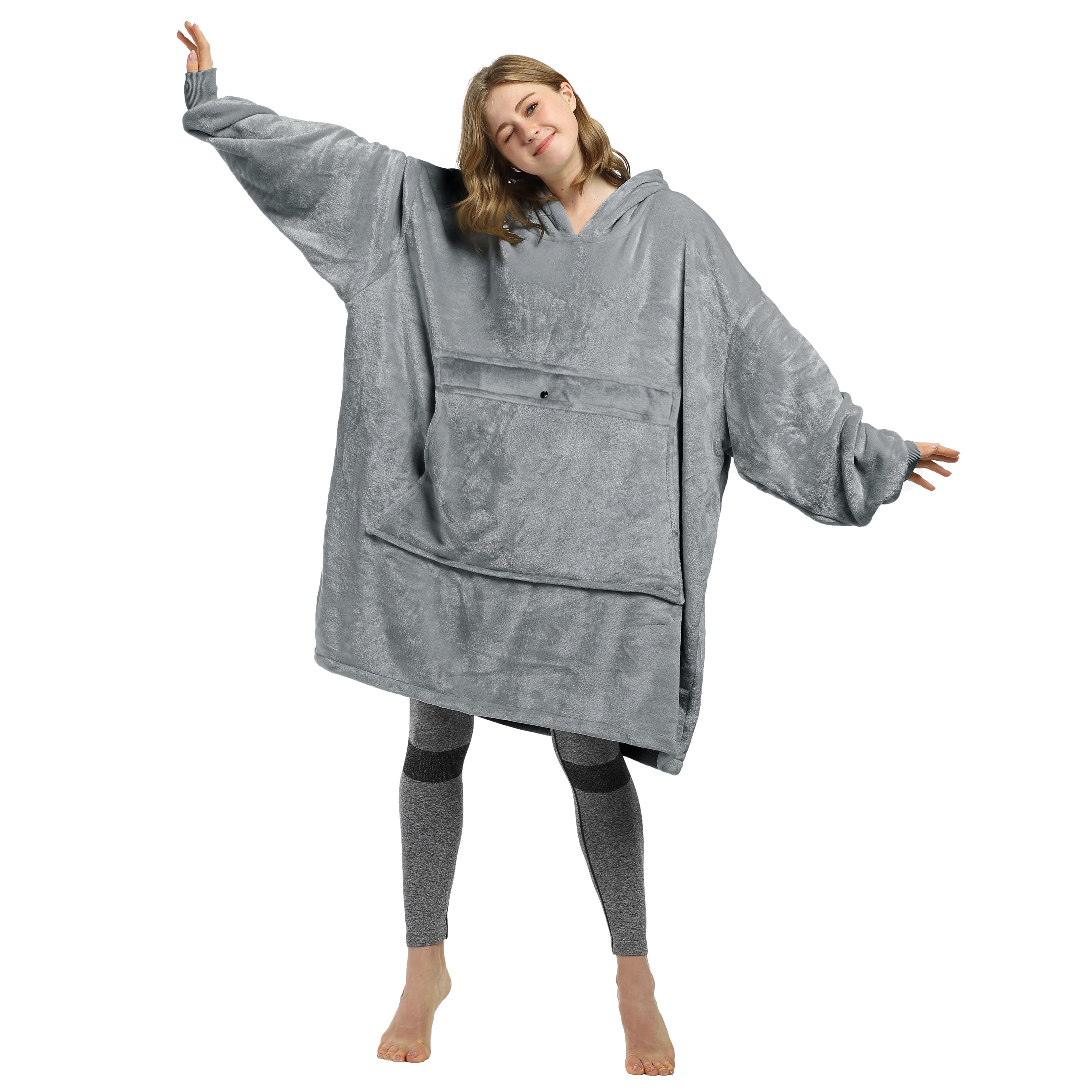 Catalonia Oversized Blanket Hoodie Sweatshirt, Lavender Wearable Fleece Pullover, Gift for Adults Men Women