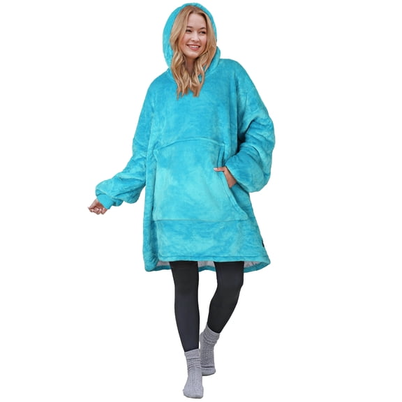 Catalonia Oversized Wearable Blanket Hoodie Sweatshirt, Comfortable Sherpa Lounging Pullover for Adults Men Women Teenagers Wife Girlfriend Gift