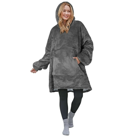 Catalonia Oversized Wearable Blanket Hoodie Sweatshirt, Comfortable Sherpa Lounging Pullover for Adults Men Women Teenagers Wife Girlfriend Gift