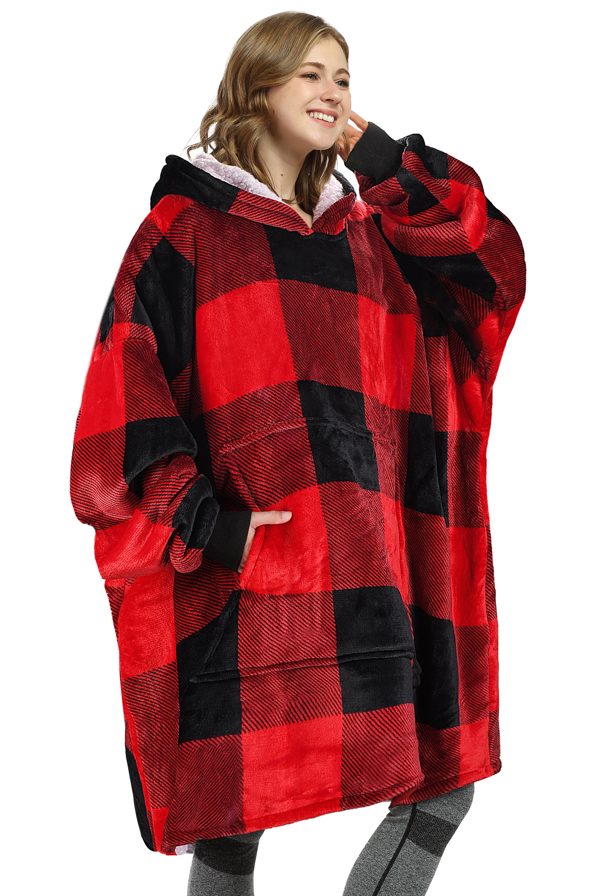 Oversized Hoodie Blanket Sweatshirt,Super Soft Warm Comfortable Sherpa ...