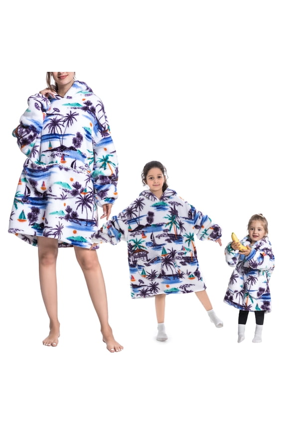 Oversized Hoodie Blanket Wearable Blanket Sweatshirt Plush Warm Cozy Fleece Top for Women Men Kids