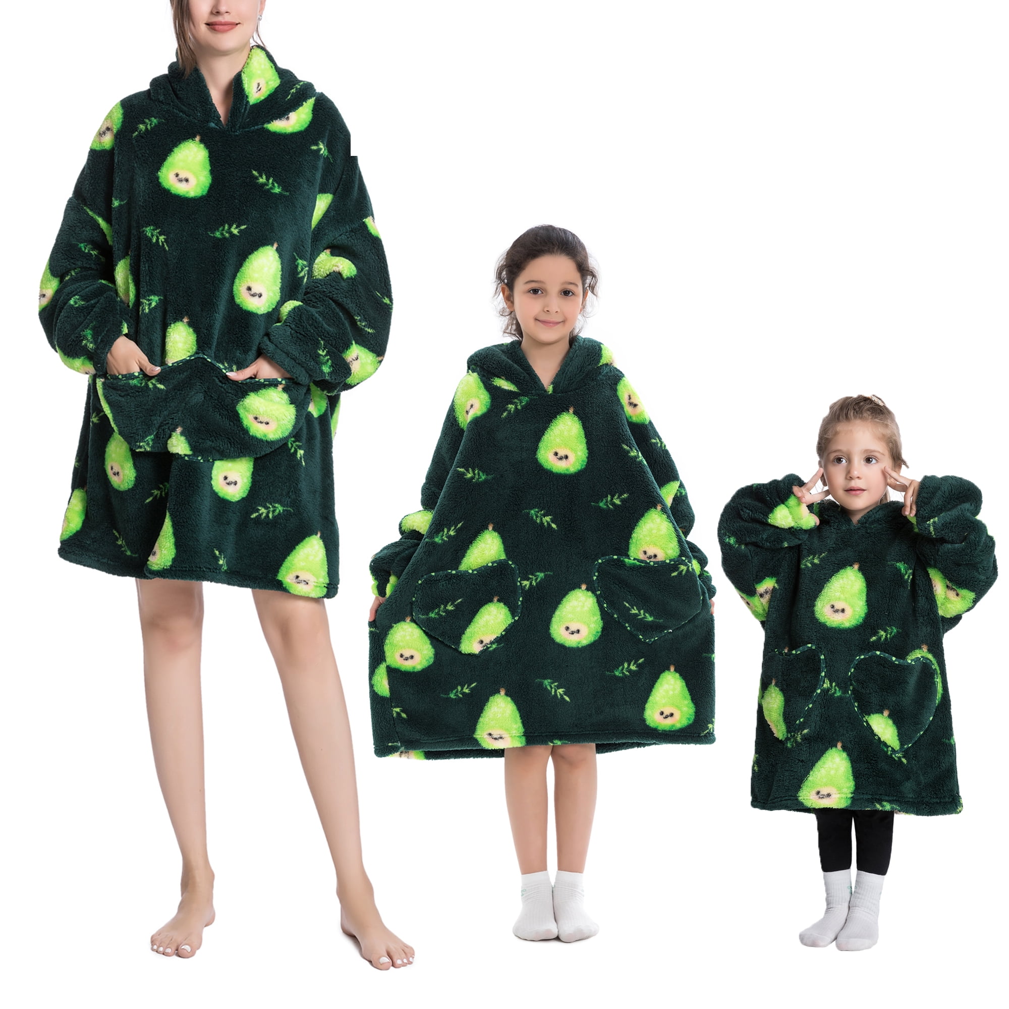 Oversized Hoodie Blanket Wearable Blanket Sweatshirt Plush Warm Cozy Fleece Top for Women Men Kids