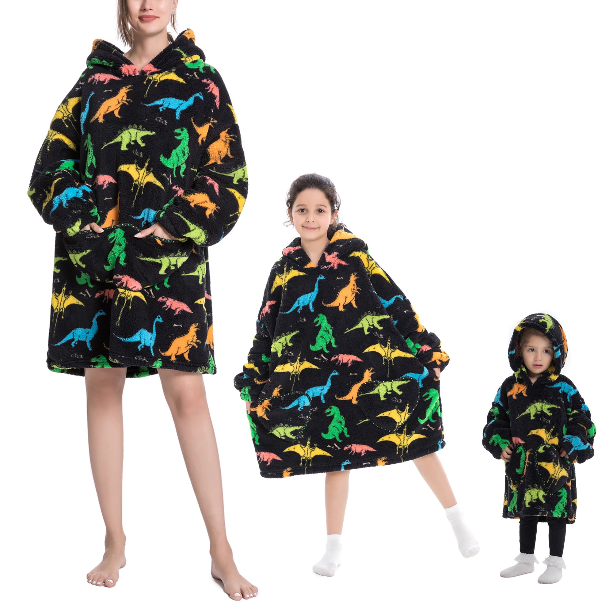 Oversized Hoodie Blanket Wearable Blanket Sweatshirt Plush Warm Cozy Fleece Top for Women Men Kids