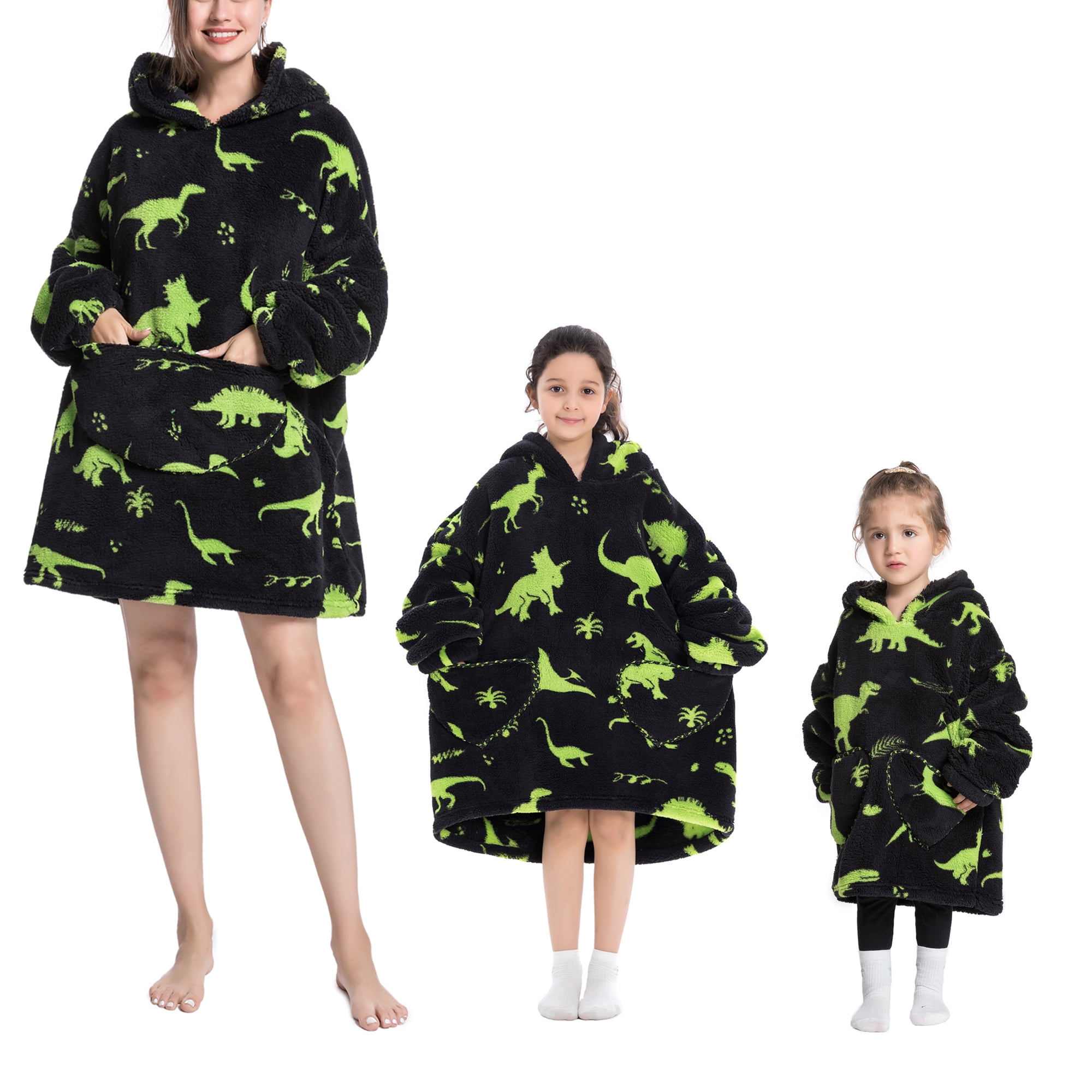 Oversized Hoodie Blanket Wearable Blanket Sweatshirt Plush Warm Cozy Fleece Top for Women Men Kids
