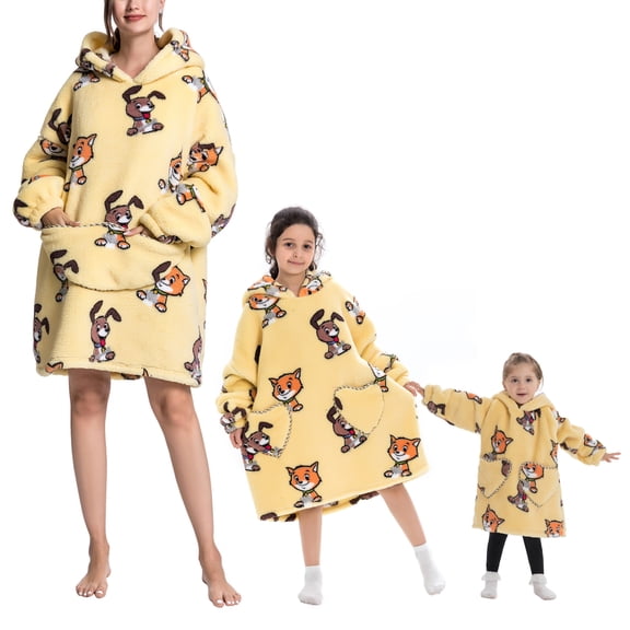 Oversized Hoodie Blanket Wearable Blanket Sweatshirt Plush Warm Cozy Fleece Top for Women Men Kids