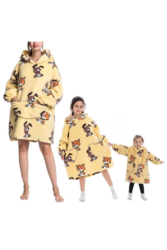 Oversized Hoodie Blanket Wearable Blanket Sweatshirt Plush Warm Cozy Fleece Top for Women Men Kids