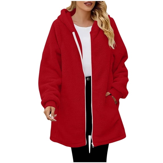 Oversized Hoodie Jacket for Women Zip Up Hooded Sweatshirt Long Sleeve Casual Loose Fit Fall Winter Coat