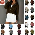 thumbnail image 1 of Oversized Hoodie, Ladies Long Sleeve Lapel Half Zipper Solid Color Pocket Temperament Top, Dark Brown M, 1 of 8