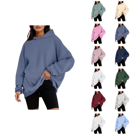 Essentials Hoodies for Women 2025 Fall Winter Long Sleeve Plain Oversized Hoodie Hooded Sweatshirt Women Pullover