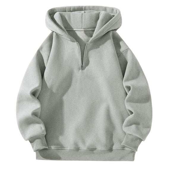 Oversized Hoodie for Mens Half Zip Sweatshirts Loose Lightweight Hoodie Spring Fall Long Sleeve Tops Casual Hooded Pullover Solid Color Drawstring Hoody for Sports Running