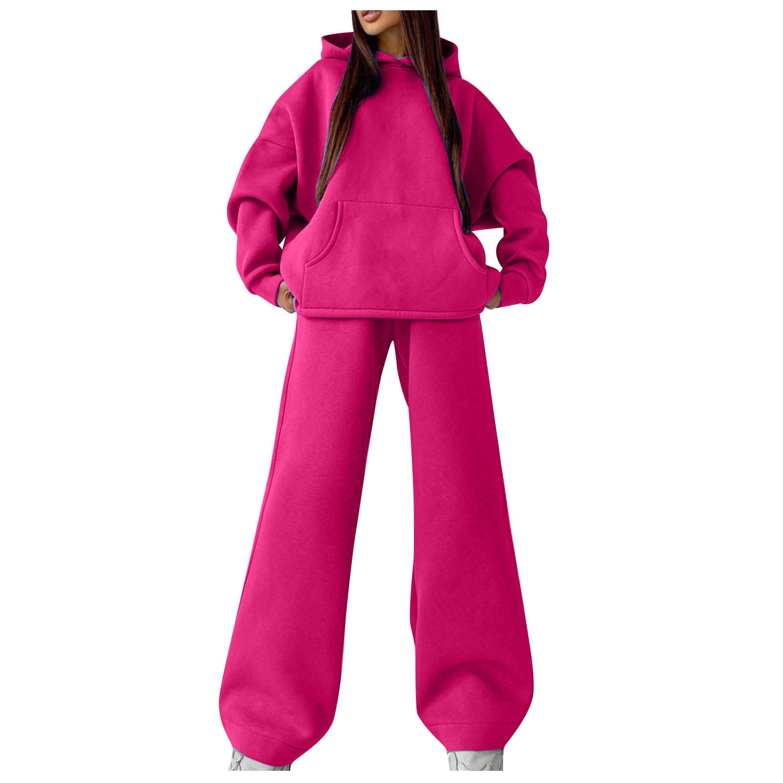 Two-Piece Set with Oversized Hoodie and Wide-Leg Trousers - Gray main image 1