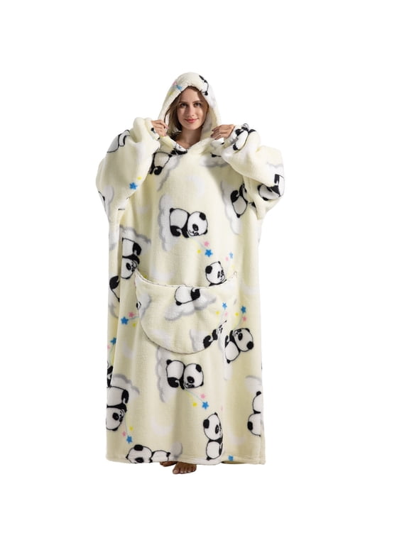 Oversized Hoodie Sweatshirt Blanket, Super Soft Warm Comfortable Blanket for Women Men Adults with Big Pocke