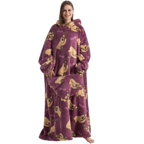 Oversized Hoodie Sweatshirt Blanket, Super Soft Warm Comfortable Blanket for Women Men Adults with Big Pocke