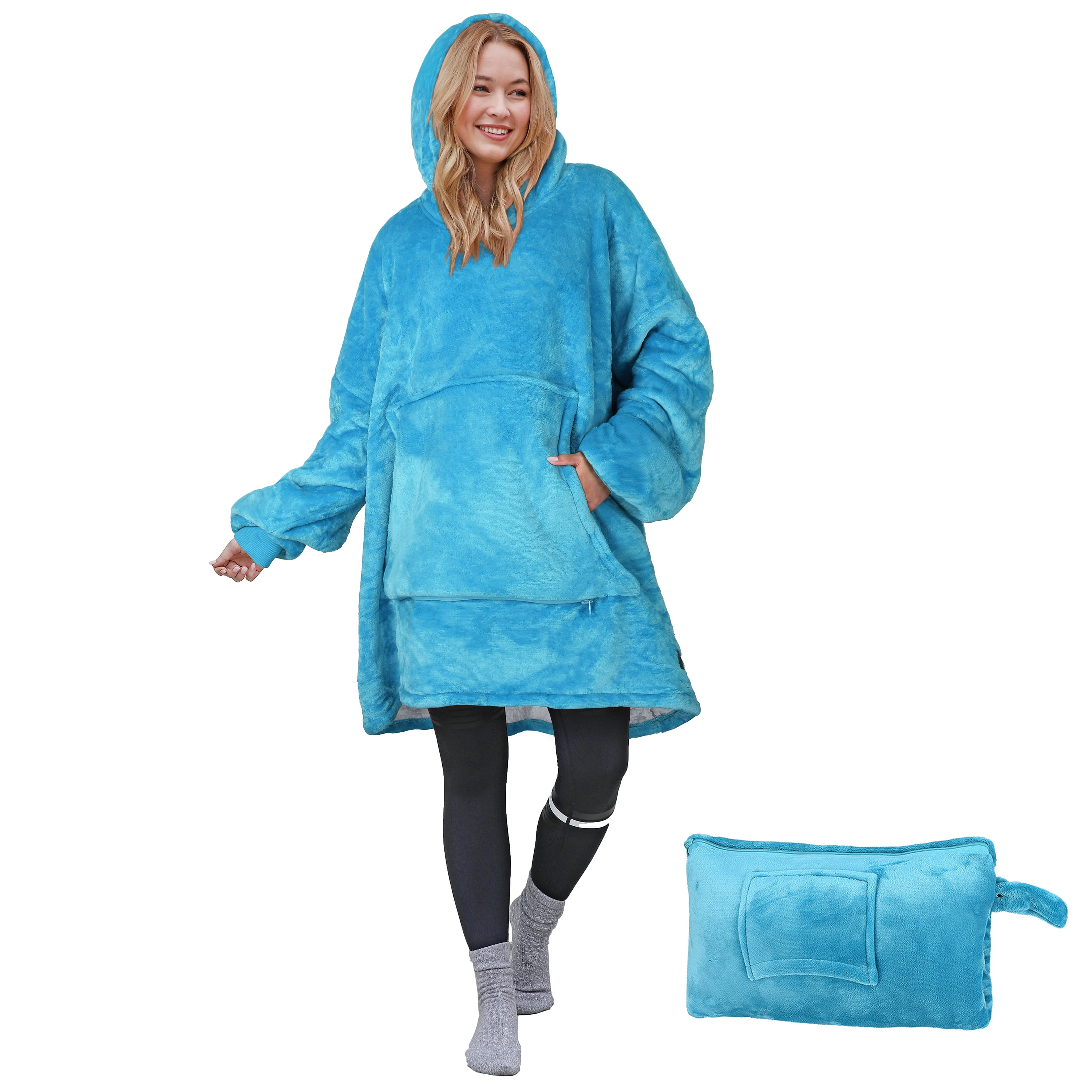 Oversized Hoodie Sweatshirt, Wearable Sherpa Blanket Pullover, Soft Warm Comfortable Portable Travel Sweater Pillow for Adults Men Women, Gift for Her