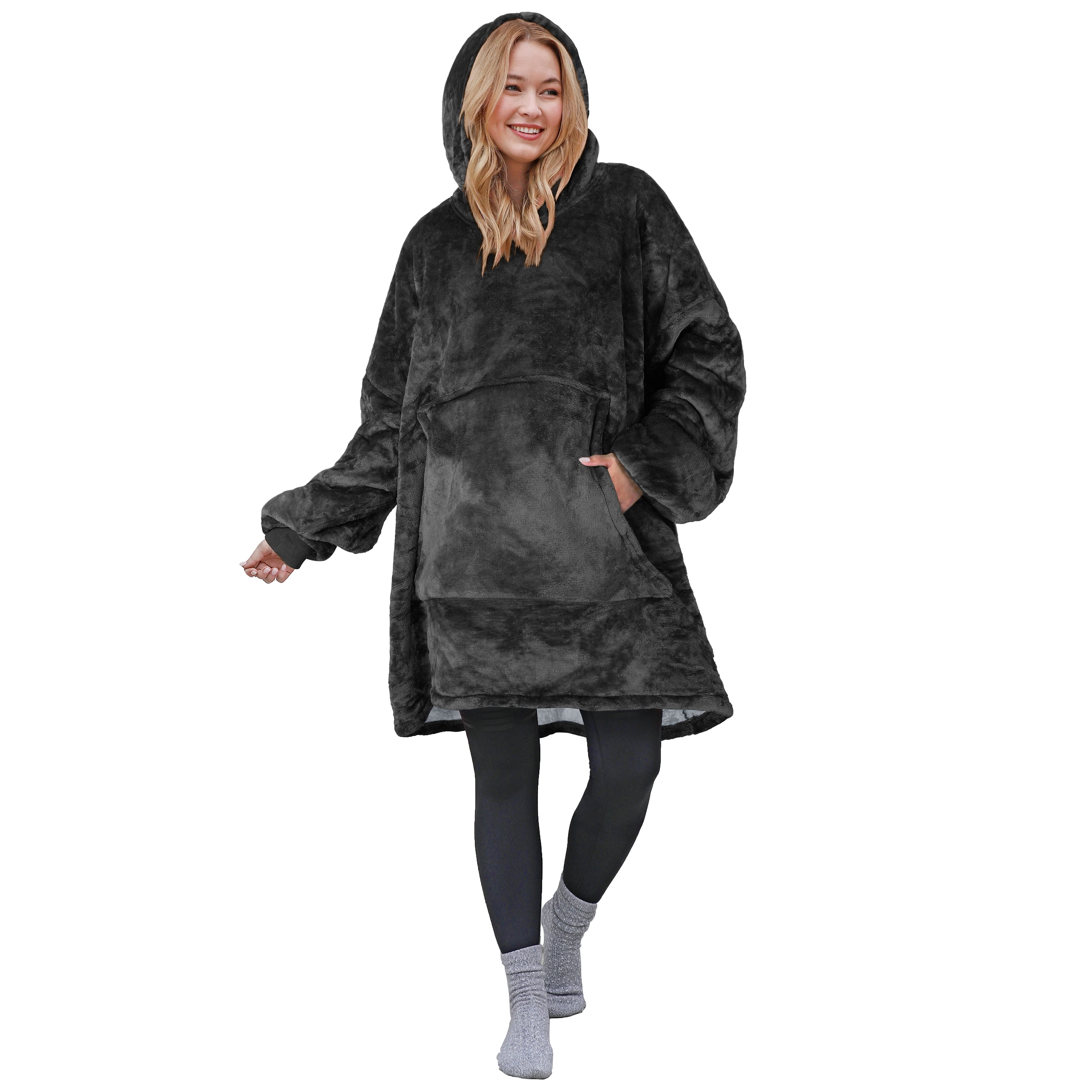 Oversized Hoodie Sweatshirt, Wearable Sherpa Blanket Pullover, Soft Warm Comfortable Portable Travel Sweater Pillow for Adults Men Women, Gift for Her