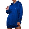 thumbnail image 1 of Oversized Hoodie Sweatshirts Mini Dress for Women with Pocket Plain Pullover Drawstring Hooded Long Sleeve Tops (X-Large, Blue), 1 of 5