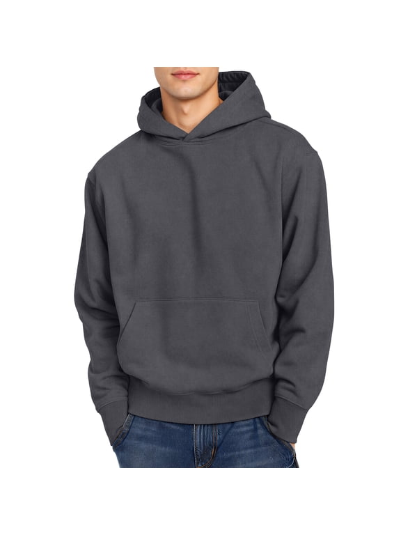 Oversized Hoodie for Women & Men, 320 GSM Heavyweight Brushed Fleece Pullover Sweatshirt, Unisex Kangaroo Pocket Lounge Travel Hoodie, Medium - Steel Grey