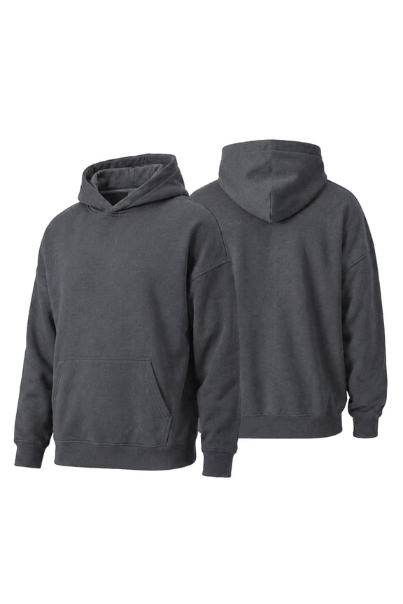 Oversized Hoodie for Women & Men, 320 GSM Heavyweight Brushed Fleece Pullover Sweatshirt, Unisex Kangaroo Pocket Lounge Travel Hoodie, Small - Steel Grey