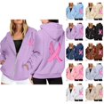 thumbnail image 1 of Oversized Hoodie Womens Casual Sweatshirt Lightweight Zip Up Women Women's Pullover Cancer Awareness Month Long Sleeve Pocket Drawstring For Everyday Wear, 1 of 6