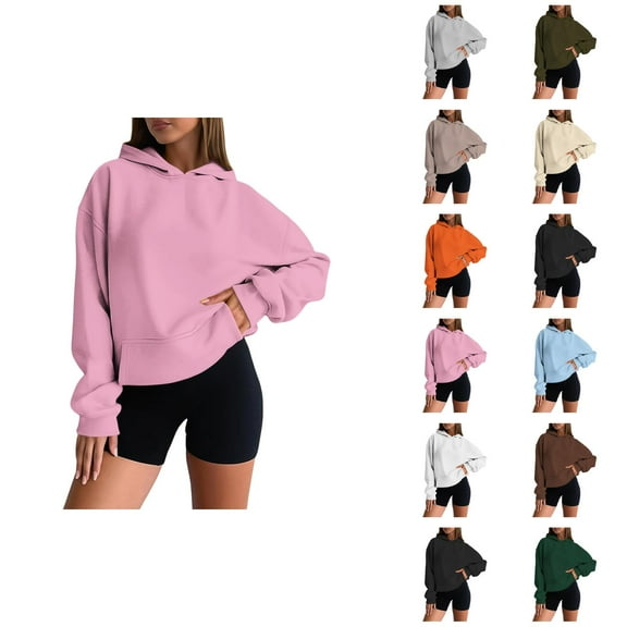 Oversized Hoodie Womens Hoodie Casual Sweatshirt Lightweight Zip Up Hoodie Outfit Women's Casual Hoodie Basic Pullover Sweatshirt Soft Comfortable Long Sleeve Hooded Top For Everyday Wear All Season