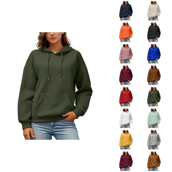 Oversized Hoodie Womens Hoodie Casual Sweatshirt Lightweight Zip Up Hoodie Women Ladies' Fashionable And Casual Solid Color Round Neck Long Sleeved Pocket Sweatshirt And Hoodie