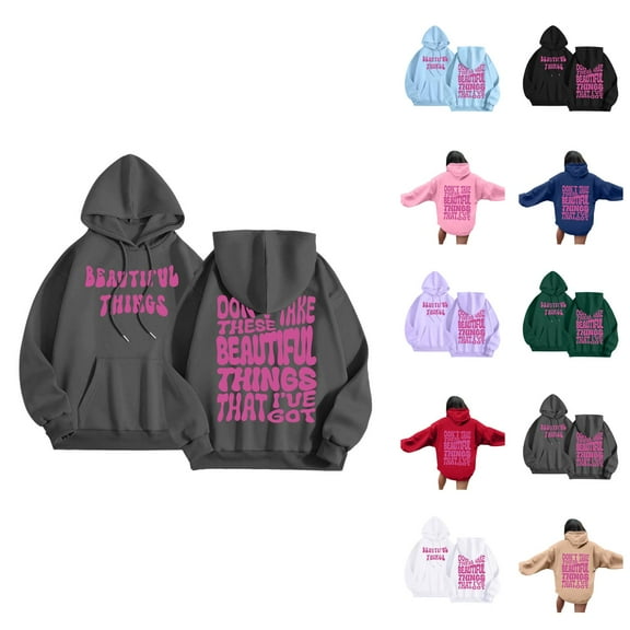 Oversized Hoodie Womens Hoodie Lightweight Sweatshirt Casual Wear Zip Up Hoodie Women's Fashionable Casual Hooded Sweatshirt With Letter Prints