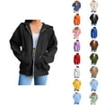 thumbnail image 1 of Oversized Hoodie Womens Hoodie Lightweight Sweatshirt Zip Up Hoodie Women Casual Trendy Women's Hoodies And Sweatshirts Stylish Solid Zip Up Jacket For Everyday Wear Long Sleeve Coat, 1 of 7