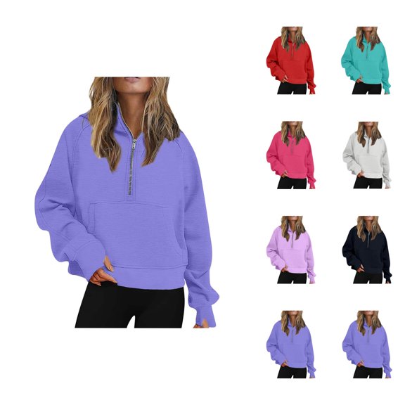 Oversized Hoodie Womens Sweatshirt Casual Lightweight Zip Up Women Women's Hoodies And Sweatshirts For Everyday Comfort Loose Fit Autumn Winter Half Yoga Top With Hood Lined Design Outfits