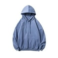 thumbnail image 1 of Oversized Hoodie for Men Couples Fleece Basic Solid Raglan Sleeve Hooded Sweatshirt Rib Knit Hem Pullover with Pocket, 1 of 3