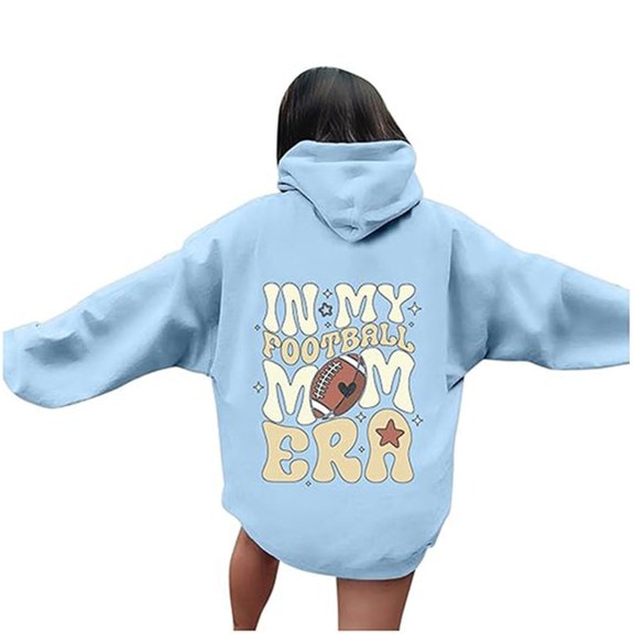 Oversized Hoodie for Women 'In My Football Mom Era' Graphic Sweatshirt Cozy and Stylish