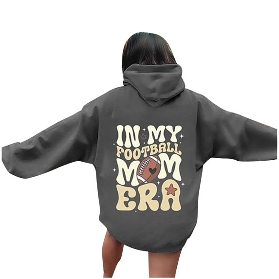 Oversized Hoodie for Women 'In My Football Mom Era' Graphic Sweatshirt Cozy and Stylish