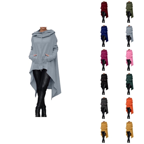 Oversized Hoodie for Women with Pockets Fall Winter Irregular Hem Plain Casual Hooded Sweatshirt Pullover Tops