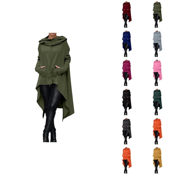 Oversized Hoodie for Women with Pockets Fall Winter Irregular Hem Plain Casual Hooded Sweatshirt Pullover Tops