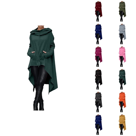 Oversized Hoodie for Women with Pockets Fall Winter Irregular Hem Plain Casual Hooded Sweatshirt Pullover Tops