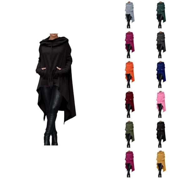 Oversized Hoodie for Women with Pockets Long Sleeve Irregular Hem Plain Casual Hooded Sweatshirt Pullover Tops