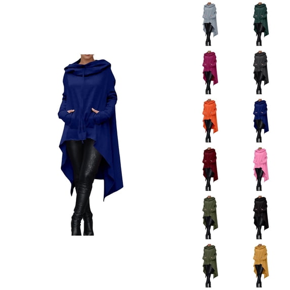 Oversized Hoodie for Women with Pockets Long Sleeve Irregular Hem Plain Casual Hooded Sweatshirt Pullover Tops