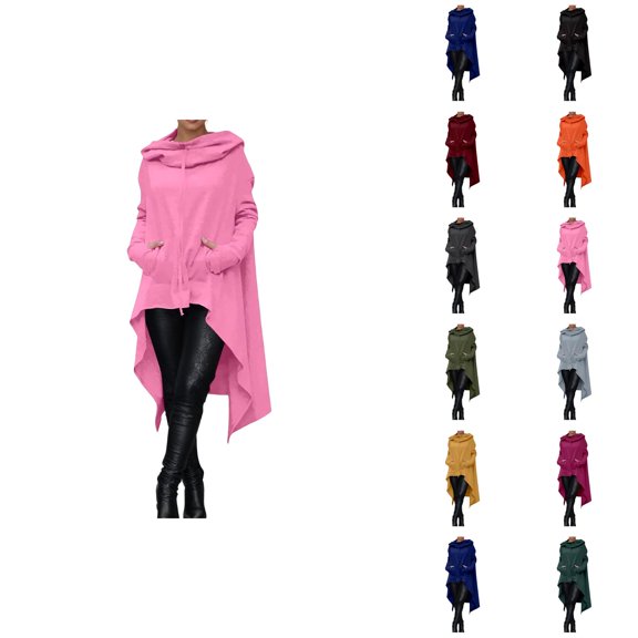 Oversized Hoodie for Women with Pockets Long Sleeve Irregular Hem Solid Color Casual Sweatshirt Hoodie Pullover Tops