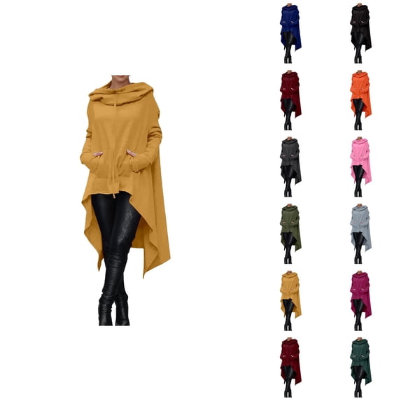 Oversized Hoodie for Women with Pockets Long Sleeve Irregular Hem Solid Color Casual Sweatshirt Hoodie Pullover Tops