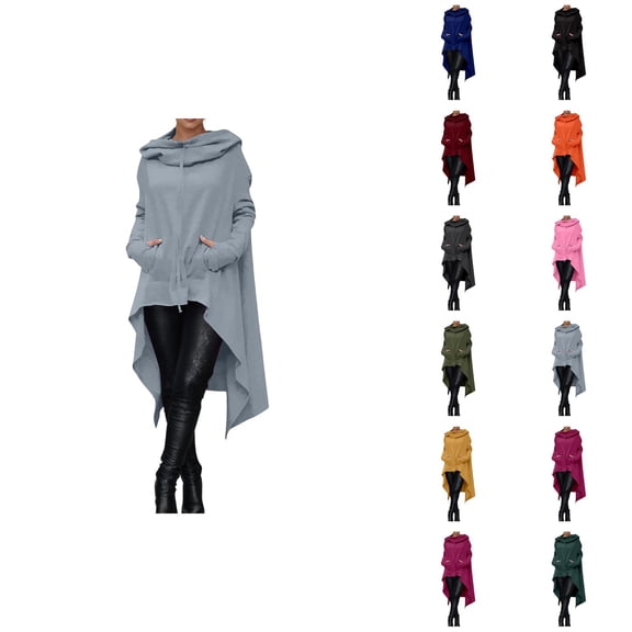 Oversized Hoodie for Women with Pockets Long Sleeve Irregular Hem Solid Color Casual Sweatshirt Hoodie Pullover Tops