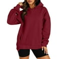 thumbnail image 1 of Oversized Hoodie for Women with Pockets Solid Color Hooded Sweatshirt Fashion Casual Loose Long Sleeve Top Hood (Red XL), 1 of 5