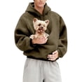 thumbnail image 1 of Oversized Hoodie with Dog Pouch Fleece Sharpa Pet Hoodies Carrier Large Pocket Hooded Sweatshirt for Puppy Dogs Holder, 1 of 6