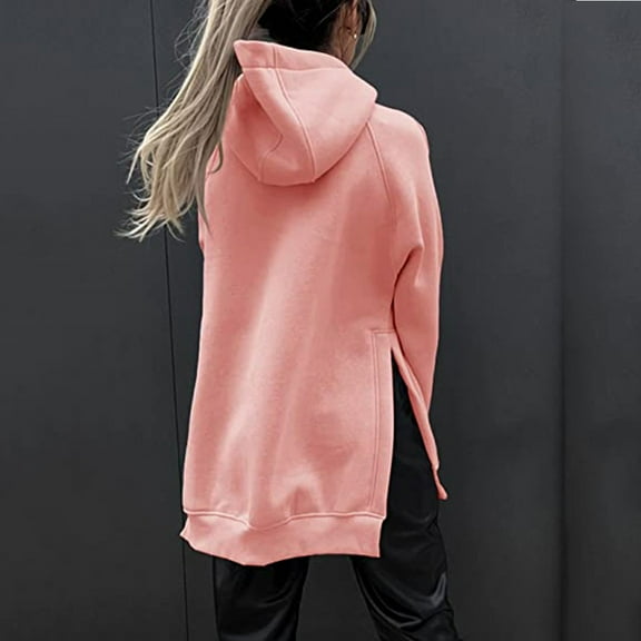 Oversized Hoodies Fleece Long Sweatshirt Long Sleeve Pullover Tops Longline s Warm Hooded Top Plus Size