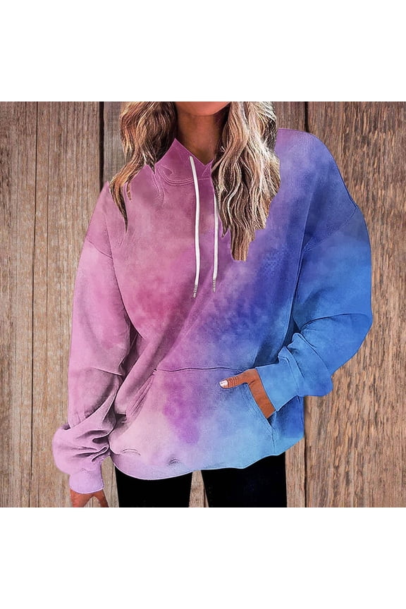 Oversized Hoodies For Women Tie Dye Gradient Sweatshirts Baggy Drawstring Hooded Pullover 2025 Fall Casual Tops With Pocket
