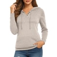 thumbnail image 1 of Oversized Hoodies Sweaters for Women Solid Long Sleeve Ribbed Knit Shirts Kangaroo Pocket Pullover Tops, 1 of 5