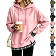 thumbnail image 1 of Oversized Hoodies for Women 2 in 1 Layered Hooded Sweatshirt Y2k Lightweight Plaid Fall Sweatshirt Teacher Cute Pullover Hoodies Comfort Graphic Hoodie Airport Sweat Shirt, 1 of 6