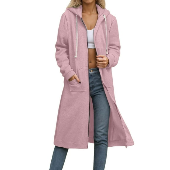 Oversized Hoodies for Women Casual Long Sleeve Zip up Jacket Coat with Pockets Solid Color Sweatshirt for Daily Wear with Jeans Fall and Winter Clothes